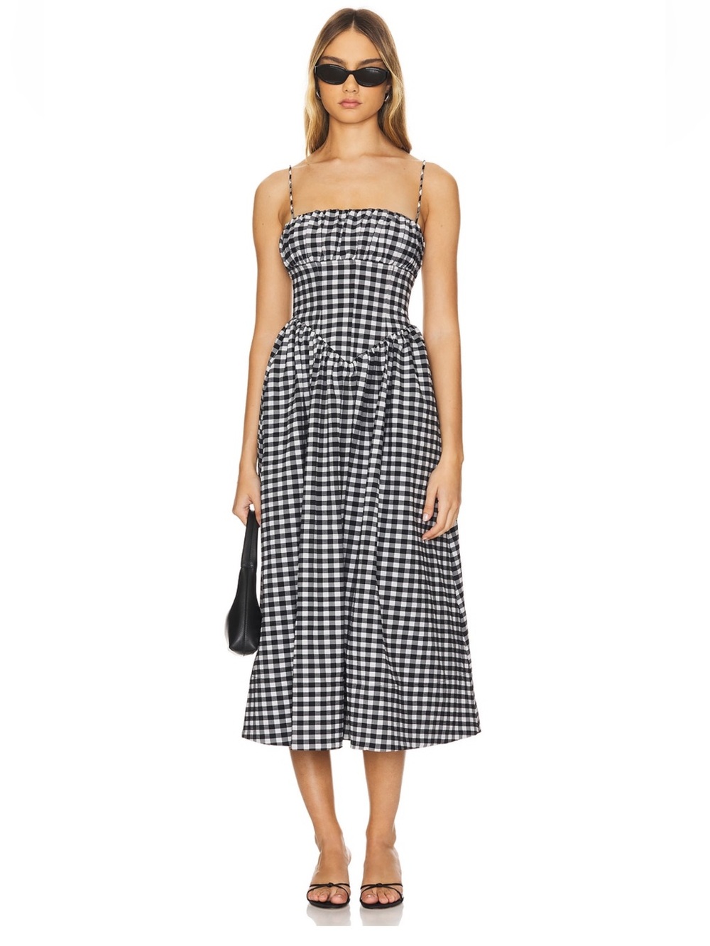 Ronny Kobo Barrett dress in Black & White Gingham Midi Dress Small - Picture 2 of 7